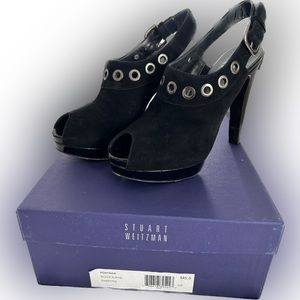Stuart Weitzman, Portside, black suede platform heels